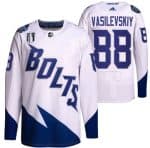 Tampa Bay Lightning #88 Andrei Vasilevskiy 2022 White Stanley Cup Final Patch Stitched Jersey