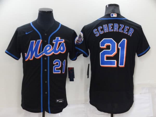 New York Mets #21 Max Scherzer Black Flex Base Stitched Jersey