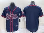 New England Patriots Blank Navy Cool Base Stitched Baseball Jersey
