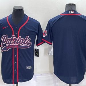 New England Patriots Blank Navy Cool Base Stitched Baseball Jersey