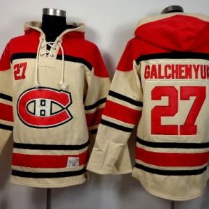 Canadiens #27 Alex Galchenyuk Cream Sawyer Hooded Sweatshirt Stitched Jersey