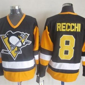 Penguins #8 Mark Recchi Black CCM Throwback Stitched Jersey