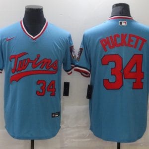 Twins #34 Kirby Puckett Blue Stitched Jersey