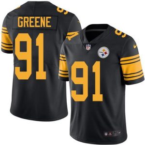 Steelers #91 Kevin Greene Black Stitched Limited Rush Nike Jersey