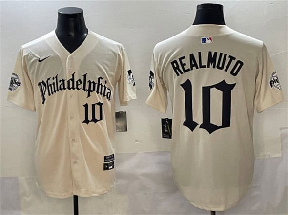 Philadelphia Phillies #10 J.T. Realmuto Cream Gothic Vapor Limited Stitched Jersey