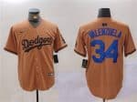 Los Angeles Dodgers #34 Toro Valenzuela Brown Cool Base Stitched Jersey