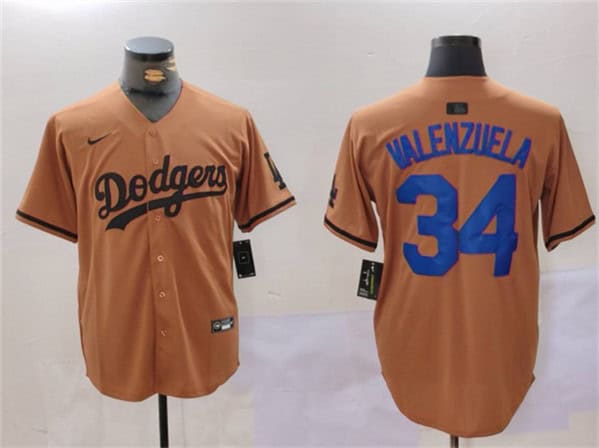Los Angeles Dodgers #34 Toro Valenzuela Brown Cool Base Stitched Jersey