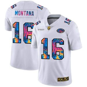 San Francisco 49ers #16 Joe Montana 2020 White Crucial Catch Limited Stitched Jersey