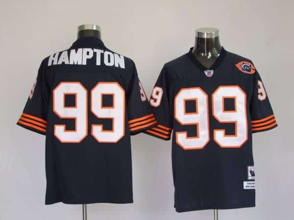 Mitchell Ness Bears #99 Dan Hampton Blue With Big Number Bear Patch Stitched Throwback Jersey