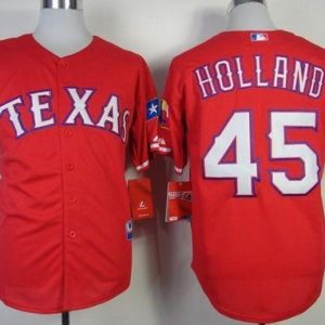 Rangers #45 Derek Holland Stitched Red Cool Base Jersey