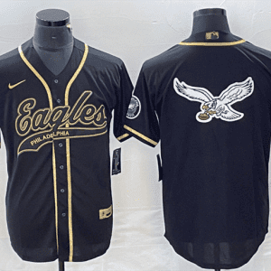 Philadelphia Eagles Black Gold Team Big Logo Cool Base Stitched Jersey