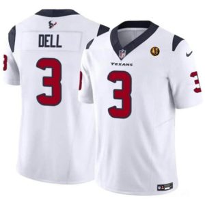 Houston Texans #3 Tank Dell White 2023 F.U.S.E. With John Madden Patch Vapor Limited Stitched Jersey