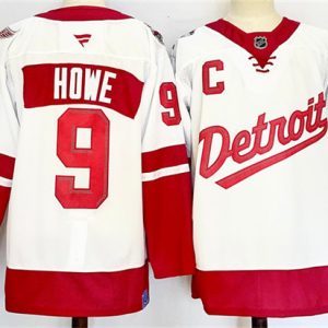 Detroit Red Wings #9 Gordie Howe White Red 2024-25 With C Patch Stitched Jersey