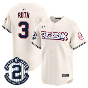 New York Yankees #3 Babe Ruth Cream The Bronx Graffiti V2 Vapor Limited Stitched Jersey