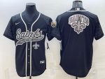 New Orleans Saints Black Reflective Team Big Logo With Patch Cool Base Stitched Jersey