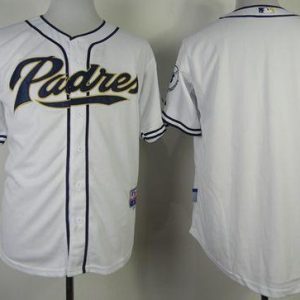 Padres Blank White Cool Base Stitched Jersey