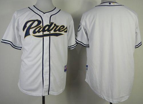 Padres Blank White Cool Base Stitched Jersey