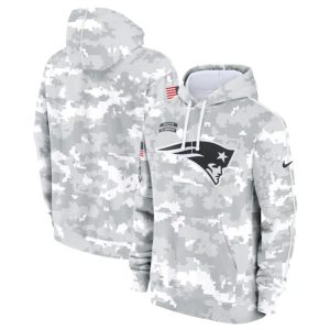 New England Patriots 2024 Arctic Camo Salute To Service Club Fleece Pullover Hoodie