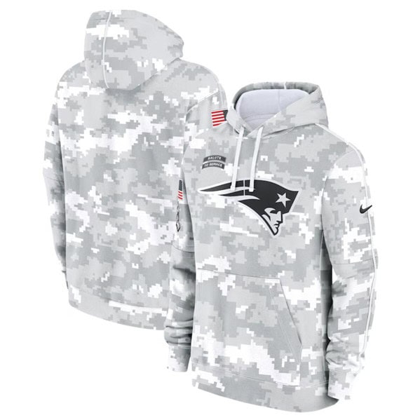New England Patriots 2024 Arctic Camo Salute To Service Club Fleece Pullover Hoodie