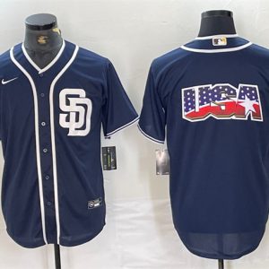 San Diego Padres Navy Team Big Logo Cool Base Stitched Jersey