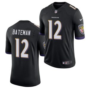Baltimore Ravens #12 Rashod Bateman Black 2021 Vapor Untouchable Limited Stitched Jersey