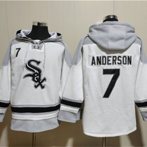 Chicago White Sox #7 Tim Anderson White Ageless Must-Have Lace-Up Pullover Hoodie