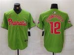 Philadelphia Phillies #12 Kyle Schwarber Green With Patch Stitched Jersey
