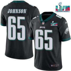 Philadelphia Eagles #65 Lane Johnson Black Super Bowl LVII Patch Vapor Untouchable Limited Stitched Jersey