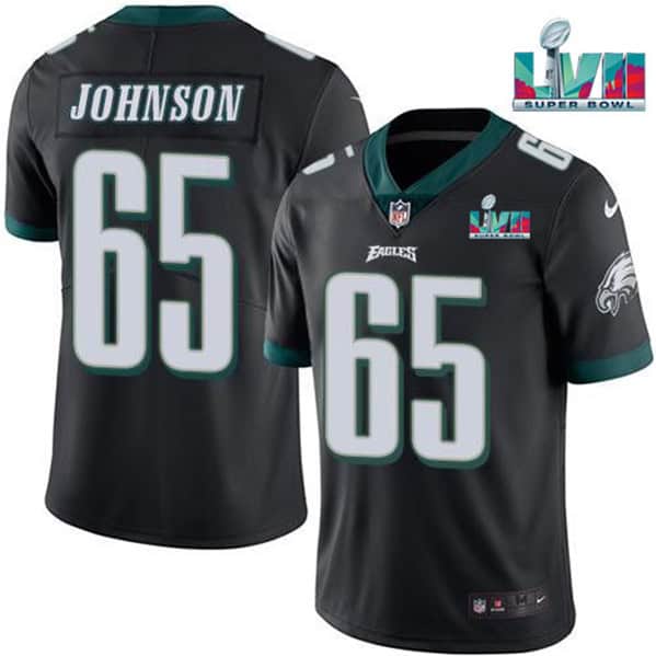 Philadelphia Eagles #65 Lane Johnson Black Super Bowl LVII Patch Vapor Untouchable Limited Stitched Jersey