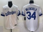 Los Angeles Dodgers #34 Fernando Valenzuela White City Connect Cool Base Stitched Jersey