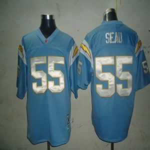 Mitchell And Ness Chargers #55 Junior Seau Light Blue Stitched Jersey