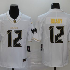 Tampa Bay Buccaneers #12 Tom Brady 2020 White Golden Stitched Jersey