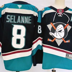 Anaheim Ducks #8 Teemu Selanne Black Teal 2024-25 Stitched Jersey