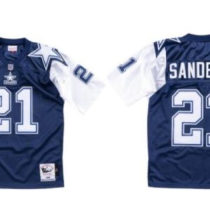 Cowboys #21 Deion Sanders Navy 1995 Stitched Jersey