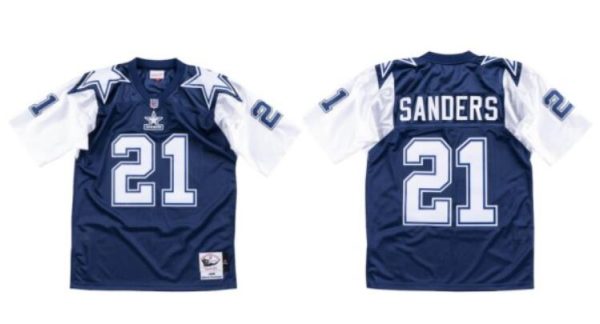Cowboys #21 Deion Sanders Navy 1995 Stitched Jersey