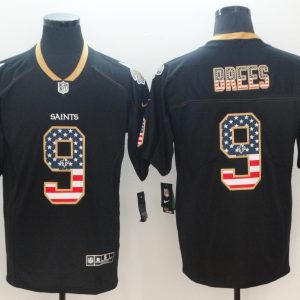 Saints #9 Drew Brees 2018 Black USA Flag Color Rush Limited Fashion Stitched Jersey