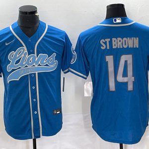 Detroit Lions #14 Amon-Ra St. Brown Blue Cool Base Stitched Jersey