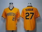 Mitchell And Ness Pirates #27 Kent Tekulve Yellow Throwback Stitched Jersey