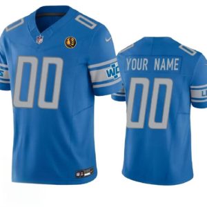 Detroit Lions Custom Blue 2023 F.U.S.E. With John Madden Patch Vapor Limited Stitched Jersey