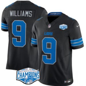 Detroit Lions #9 Jameson Williams Black 2024 NFC North Champions F.U.S.E. Vapor Limited Stitched Jersey