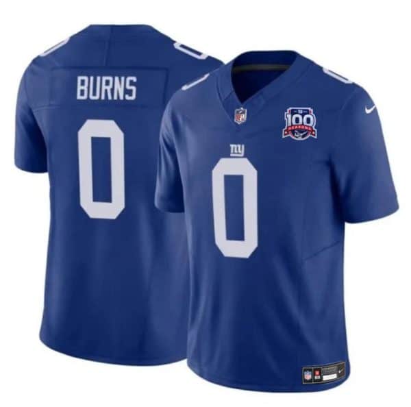 New York Giants #0 Brian Burns Blue 2024 F.U.S.E. 100TH Season Patch Vapor Untouchable Limited Stitched Jersey