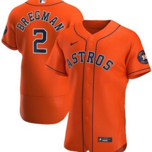 Houston Astros #2 Alex Bregman Orange Flex Base Stitched Jersey
