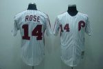 Mitchell And Ness Phillies #14 Rose Stitched White Red Strip Throwback Jersey