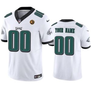 Philadelphia Eagles Custom White 2023 F.U.S.E. With John Madden Patch Vapor Limited Stitched Jersey