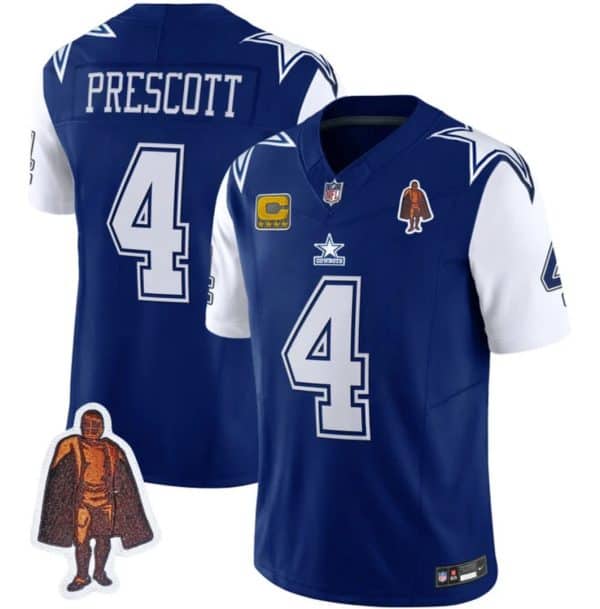 Dallas Cowboys #4 Dak Prescott Navy 2023 F.U.S.E. With Walter Payton Patch And 4-Star Patch Vapor Limited Stitched Jersey