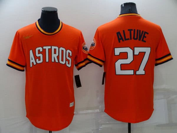 Houston Astros #27 Jose Altuve Orange Cool Base Stitched Jersey