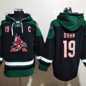 Arizona Coyotes #19 Shane Doan Black Green Ageless Must-Have Lace-Up Pullover Hoodie