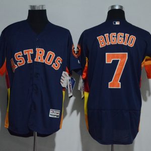 Houston Astros #7 Craig Biggio Majestic Alternate Navy Flex Base Authentic Collection Stitched Jersey