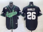 Philadelphia Eagles #26 Saquon Barkley Black With 3-Star C Patch Cool Base Stitched Jersey