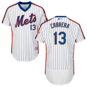Mets #13 Asdrubal Cabrera White(Blue Strip) Flexbase Authentic Collection Alternate Stitched Jersey
